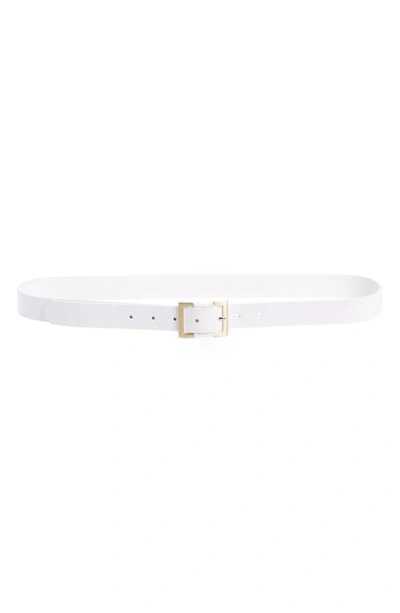 Nordstrom Daphne Covered Buckle Leather Trouser Belt In White