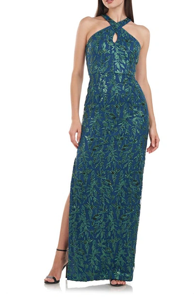 Leaf embroidered gown js collections online