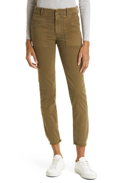 Nili Lotan Jenna Raw Hem Crop Cotton Stretch Twill Pants In Bamboo