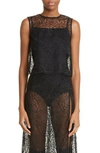 Saks Potts Wilma Sheer Lace Crop Top In Black