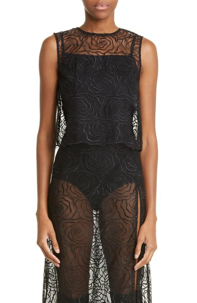 Saks Potts Wilma Sheer Lace Crop Top In Black