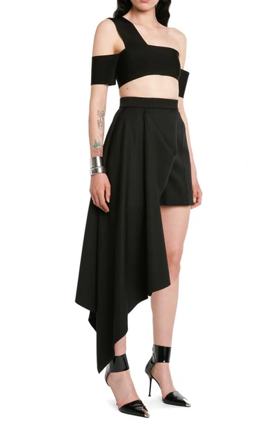 Alexander Mcqueen Sleeveless Off Shoulder Bandage Fitted Top In Black