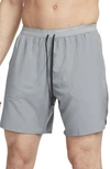 Nike Men's Stride Dri-fit 7" Brief-lined Running Shorts In Smoke Grey/ Black