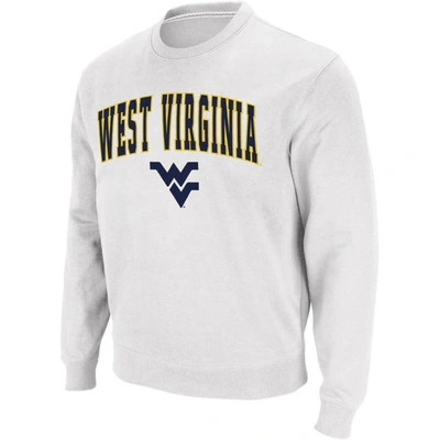 Colosseum Men's West Virginia Mountaineers Arch And Logo Crew Neck Sweatshirt In White