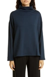 Eileen Fisher High Funnel Neck Top In Blue