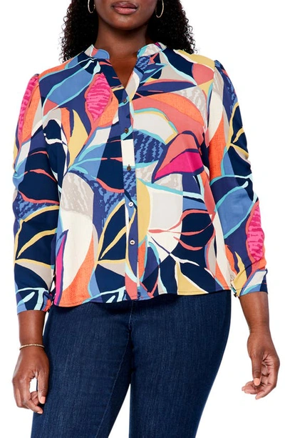 Nic + Zoe Jigsaw Leaf Button-up Shirt In Nocolor