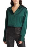 Frame The Standard Silk Button-up Shirt In Pine