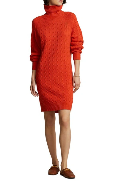 Polo Ralph Lauren Wool & Cashmere Cable Knit Sweater Dress In Orange |  ModeSens