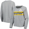 OUTERSTUFF JUNIORS HEATHERED GRAY PITTSBURGH STEELERS ALL STRIPED UP RAGLAN LONG SLEEVE T-SHIRT
