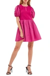 English Factory Mixed Media Henley Minidress In Berry