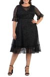 Kiyonna Francesca Mesh Cocktail Dress In Midnight Rose Garden