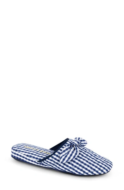 Patricia Green Zoe Gingham Quilted Slipper In Navy