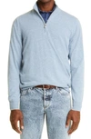 Brunello Cucinelli Men's Quarter-zip Cotton-stretch Sweater In Blue