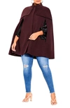 City Chic Anastasia Cape In Oxblood