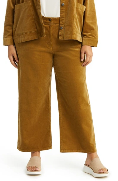 Eileen Fisher Wide Leg Crop Corduroy Pants In Butternut