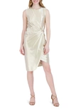 DONNA RICCO KNOT WAIST SLEEVELESS SATIN DRESS