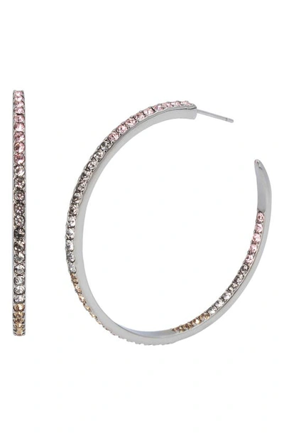Kurt Geiger Inside Out Metallic Pave Hoop Earrings In Silver