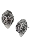 Kurt Geiger Pave Signature Eagle Stud Earrings In Silver Tone In Black/silver