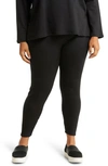 Eileen Fisher High-rise Cropped Terry Leggings In Black