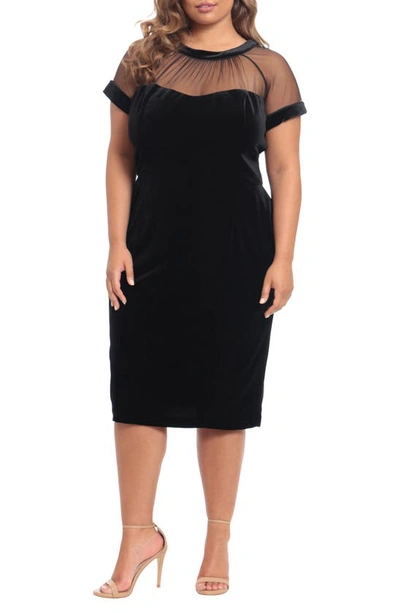 Maggy London Illusion Yoke Crepe Cocktail Dress In Black