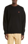 Kenzo Black Knit Jumper With Boke Flower Logo Patch On The Chest In Wool Man In Black