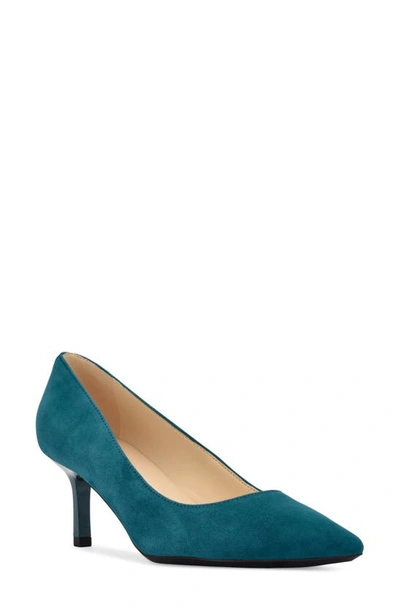 Nine West Kuna 9x9 Pointed Toe Pump In Teal Suede
