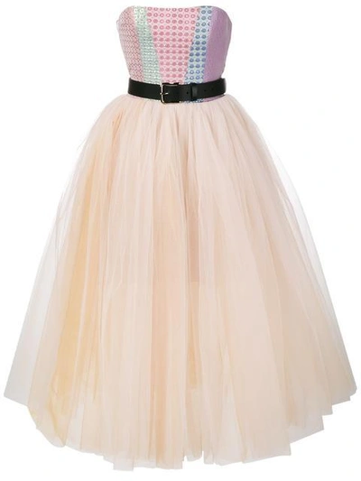 Natasha Zinko Sleeveless Brocade Tulle Dress In Multicolour