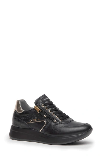 Nerogiardini Logo Zip Wedge Sneaker In Black