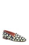 Bypaige By Paige Needlepoint Leopard Flat In Navy/ Lime