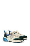 Tory Burch Good Luck Trainer Sneakers In Ivory/ Cream/ Green