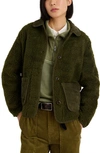 Alex Mill High Pile Fleece Jacket In Military Olive