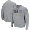 COLOSSEUM COLOSSEUM HEATHERED GRAY GEORGIA TECH YELLOW JACKETS ARCH & LOGO TACKLE TWILL PULLOVER SWEATSHIRT
