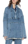 Wash Lab Denim Popover Denim Shirt Jacket In South Blue