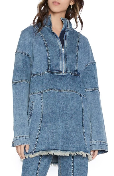 Wash Lab Denim Popover Denim Shirt Jacket In South Blue