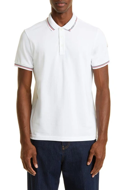 Moncler Logo-patch Polo Shirt In White