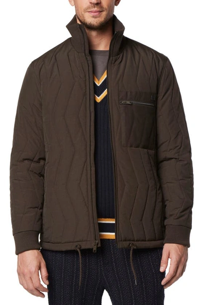 Andrew Marc Men's Floyd Zigzag Quilted Jacket In Olive