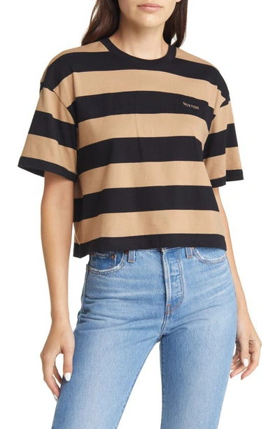 Brixton Hilt Alpha Line Stripe Cotton Crop T-shirt In Mojave