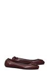 Tory Burch Minnie Leather Travel Ballet Flats In Plum