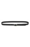 Saint Laurent Crystal-embellished Buckle Leather Belt In Nero/ Crystal