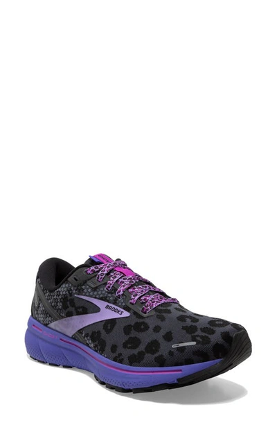 Brooks Ghost 14 Running Shoe In Ebony/ Black/ Purple