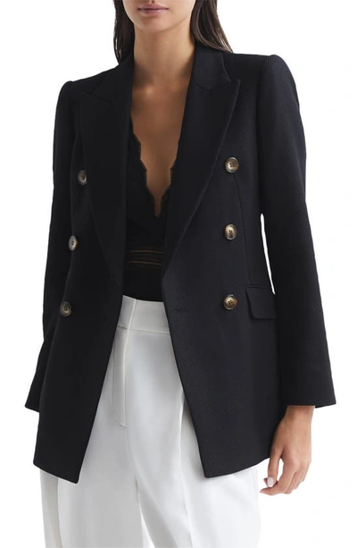 Reiss Laura Twill Blazer In Black