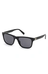 Guess 55mm Square Sunglasses In Shiny Black / Smoke