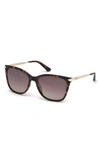 Guess 56mm Cat Eye Sunglasses In Dark Havana / Brown Mirror