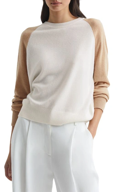 Reiss Audrey Colorblock Raglan Sleeve Sweater In Ivory