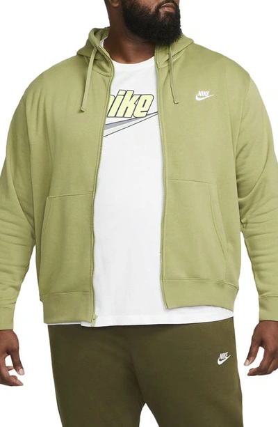 Nike Club Zip-up Logo Hoodie In Alligator/ White