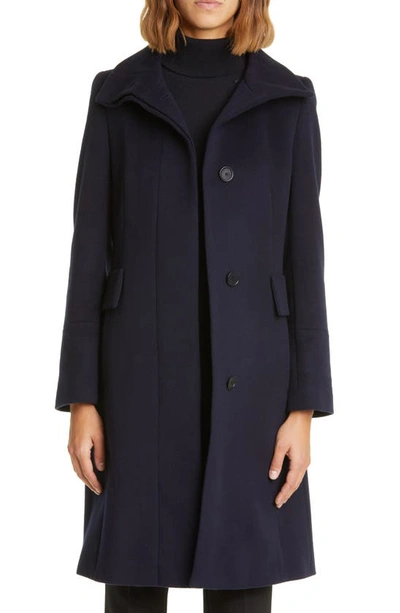 Akris Punto Stand Collar Wool Blend Fleece Coat In 079 Navy