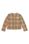 BURBERRY KIDS' ABIGAIL ARCHIVE CHECK QUILTED PUFFER JACKET