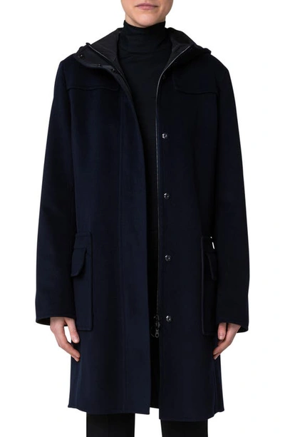 Akris Punto Wool Duffle Coat In 197 Navy-black