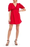 Free The Roses Ruffle Cross Back Cotton Minidress In Red