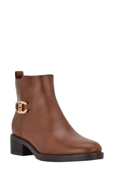 Tommy Hilfiger Imiera Faux Leather Ankle Boot In Cognac
